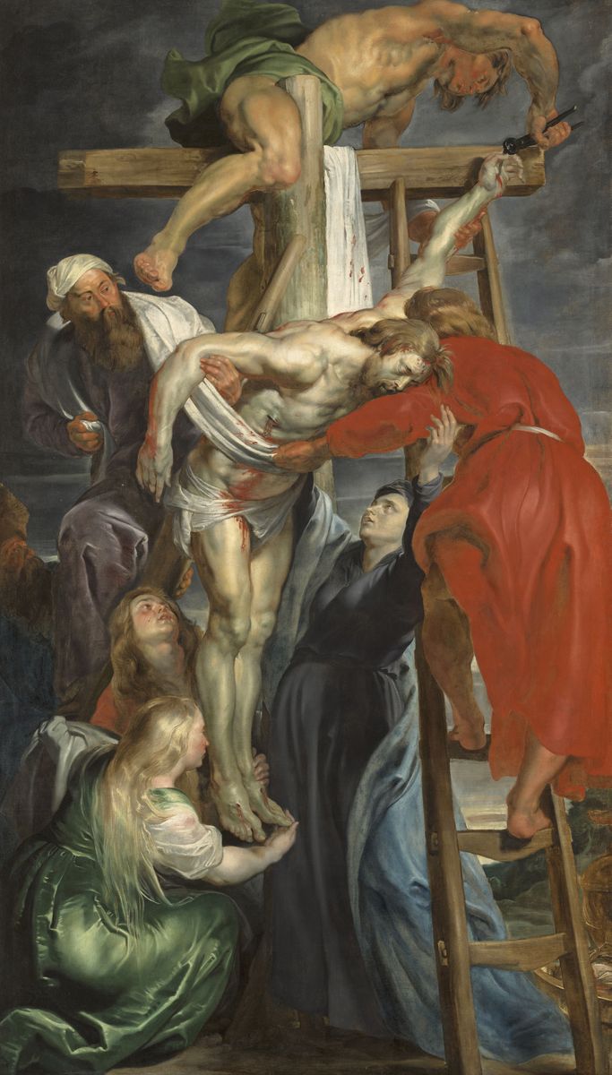 Peinture de Rubens représentant le corps du Christ que l'on descend de la Croix.