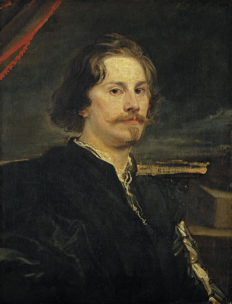 Peinture de Van Dyck montrant un gentilhomme en buste, vêtu de noir.