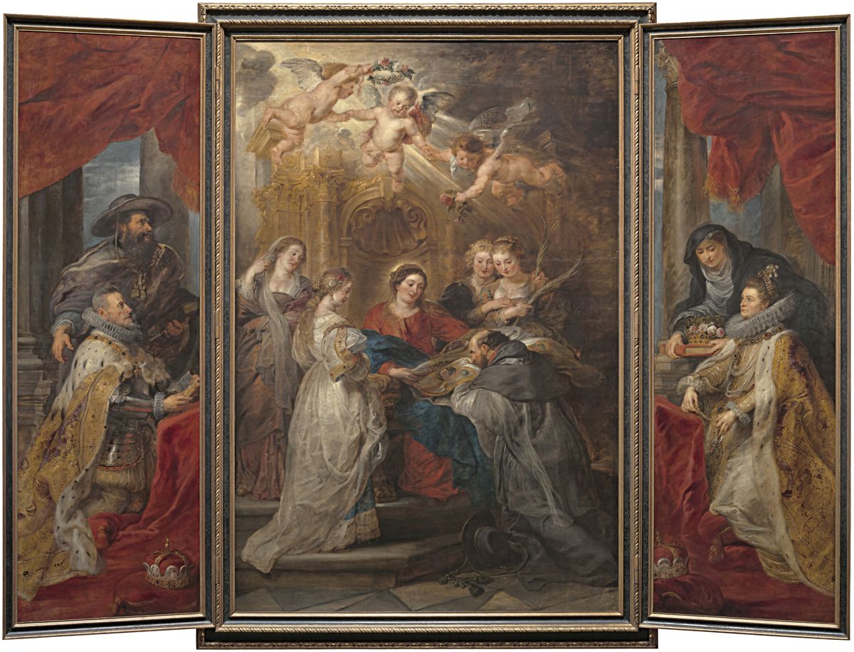 Grand retable peint par Rubens, composé de trois panneaux.