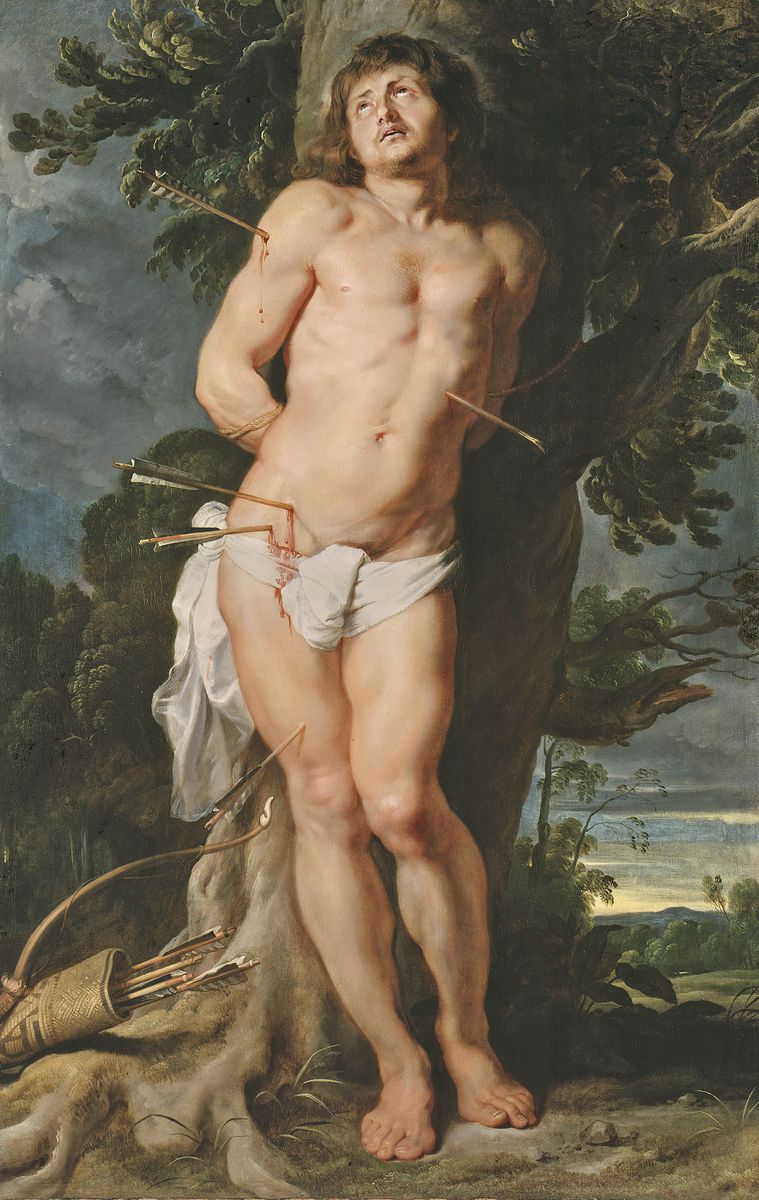 Peinture de Rubens montrant saint Sébastien attaché à un arbre, criblé de flèches.