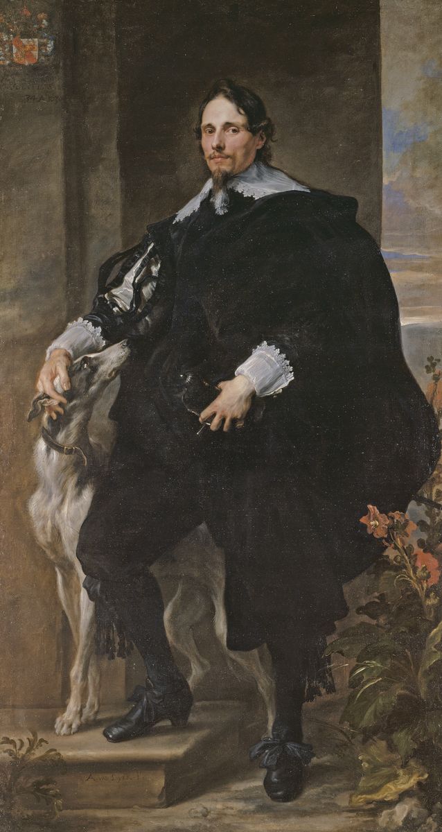 Peinture de Van Dyck représentant un homme en pied, Philippe Le Roy, vêtu de noir.