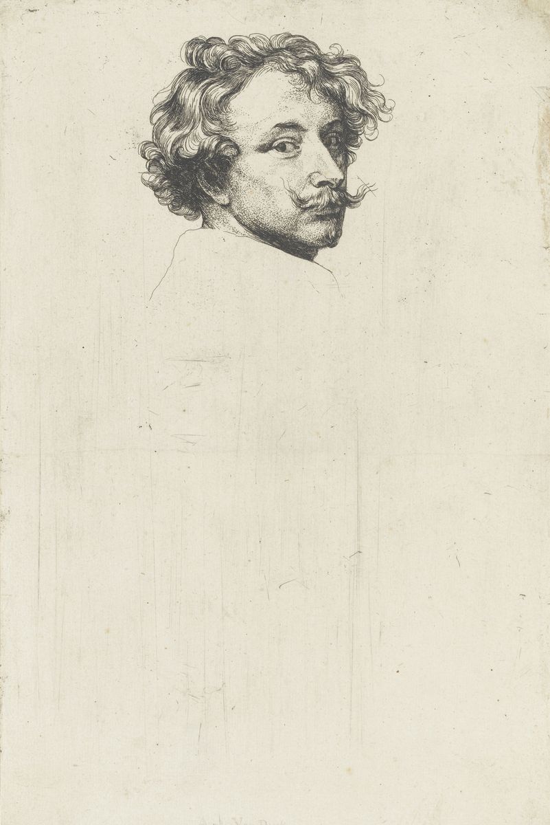 Antoon Van Dyck, *Autoportrait*, vers 1630 (?), eau-forte, 1^er^ état/VII, 23,4 × 15,6 cm, Paris, musée du Louvre, département des Arts graphiques, collection Edmond de Rothschild, 2527 LR/ Recto.